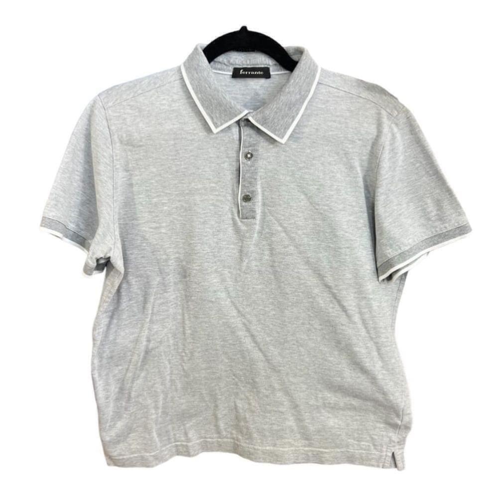 Ferrante Italy grey cotton pique short sleeve polo golf shirt